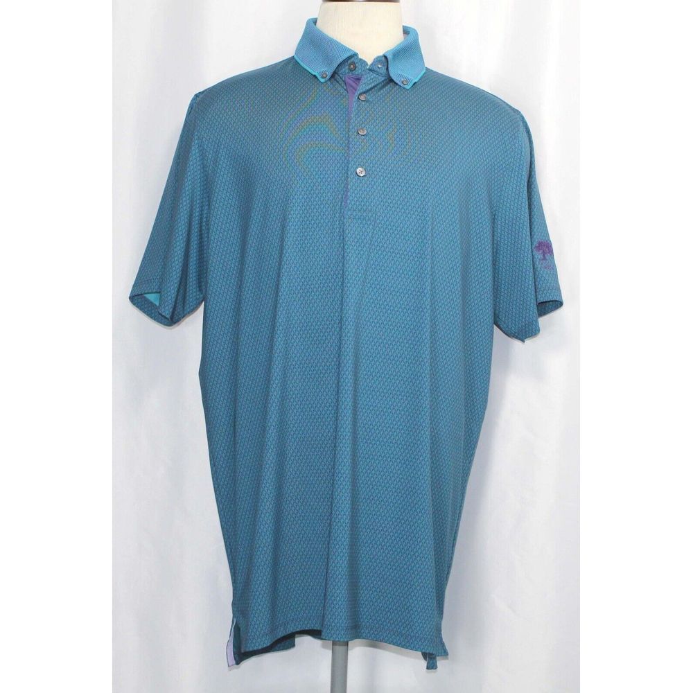 Greyson Teal Purple Stretch Golf‎ Polo Shirt Mens Size XL Oak Tree National